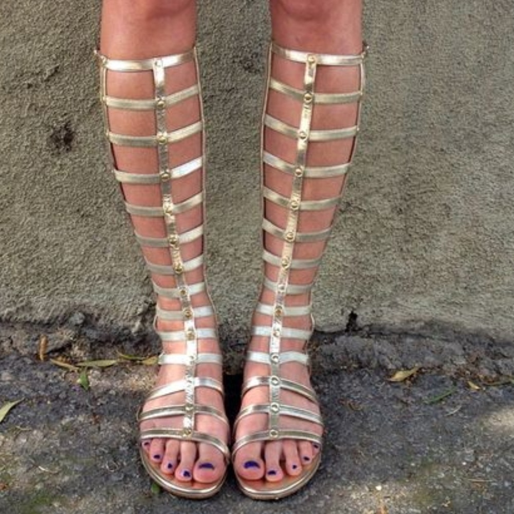 Stuart Weitzman Gold Napa Leather Gladiator Sandal